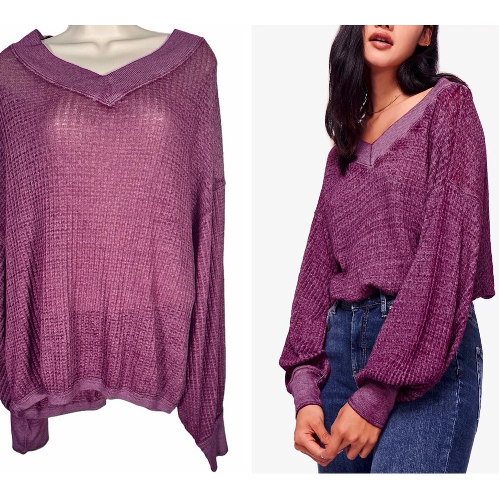 Free People We the Free Southside Thermal Pullover in Violet